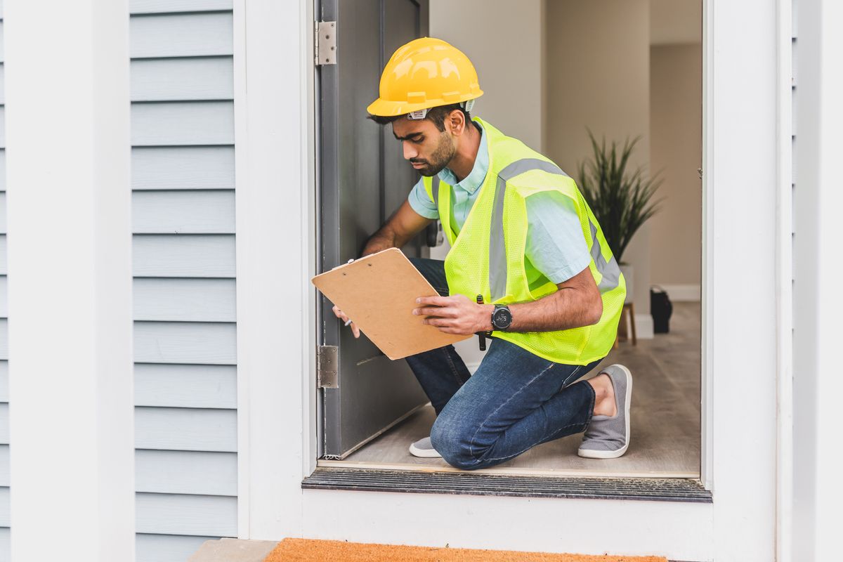 Home inspector examining the interior of a potential rental property