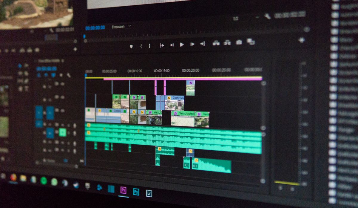 A close-up of a video editing timeline on a computer screen